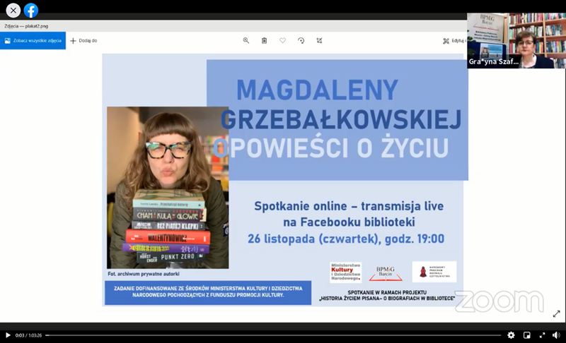 Plakat informujący o spotkaniu wyświetlony na jego początku.