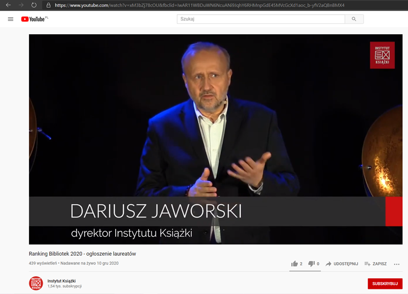 Zrzut ekranu z transmisji live rankingu 