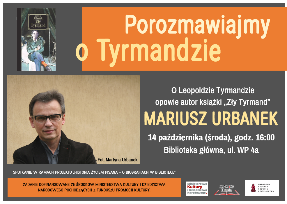 Plakat informujący o spotkaniu z Panem Mariuszem Urbankiem - treść plakatu znajduje się wewnątrz artykułu