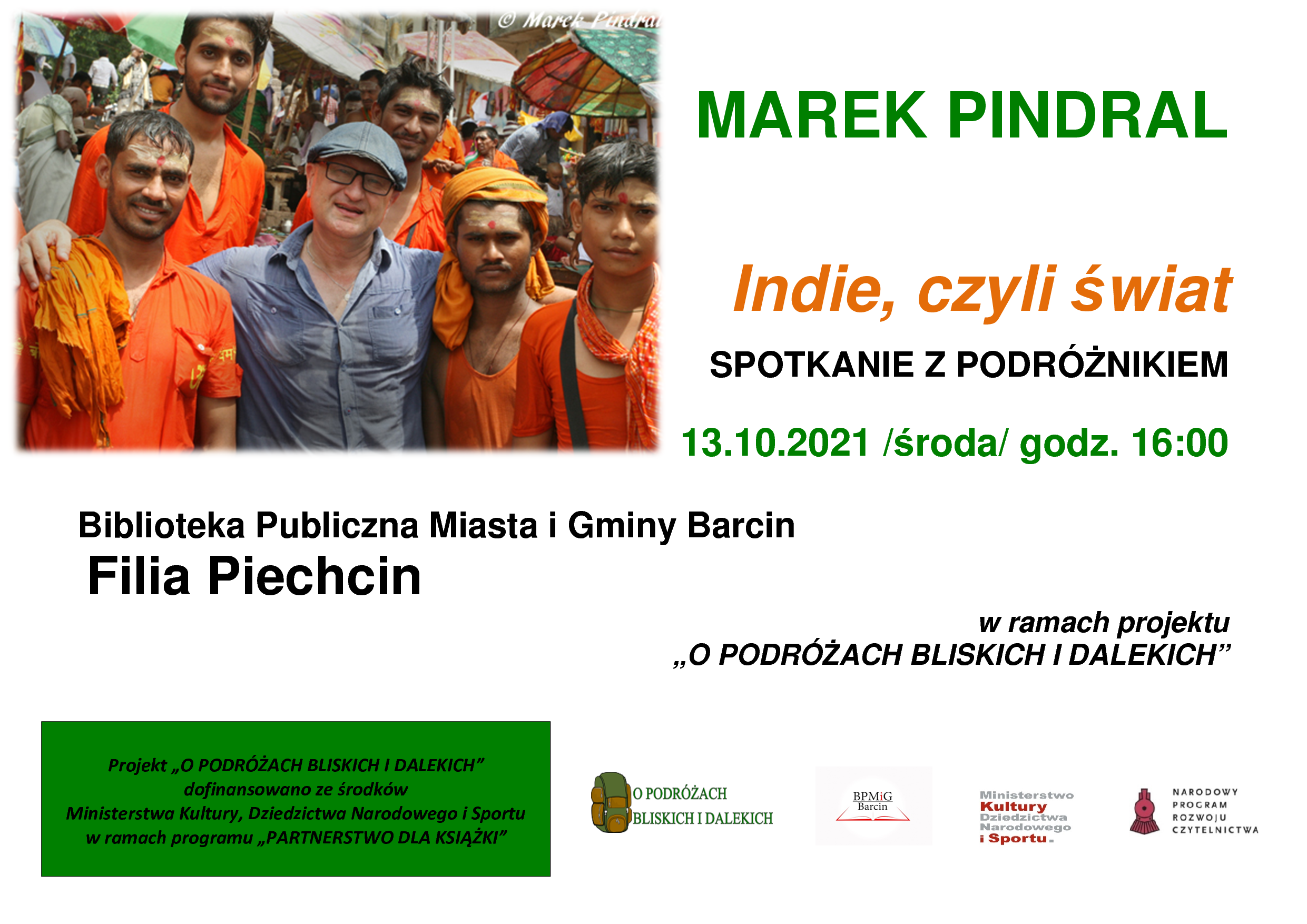 Plakat dotyczący spotkania z Markiem Pindralem