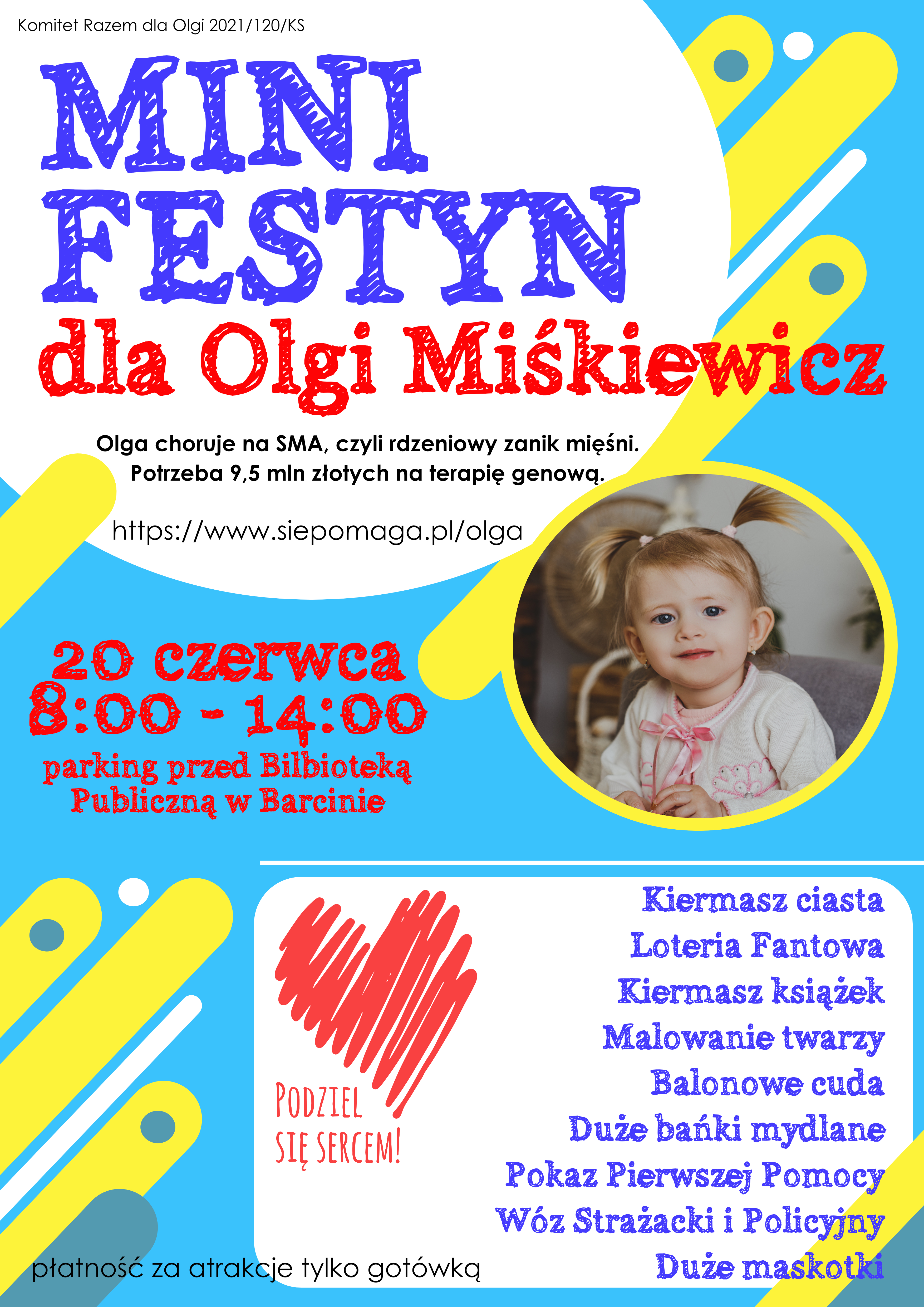 Plakat zapraszający na festyn dla Olgi Mośkiewicz