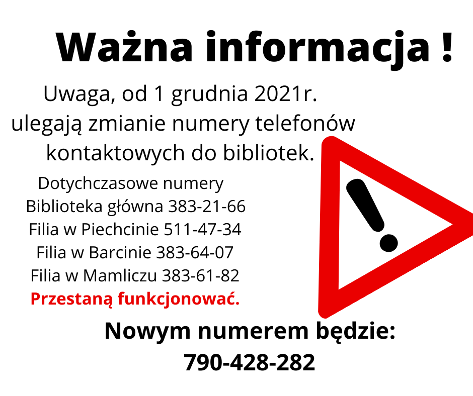 Informacja o zmianie numeru telefonu na 790-428-282
