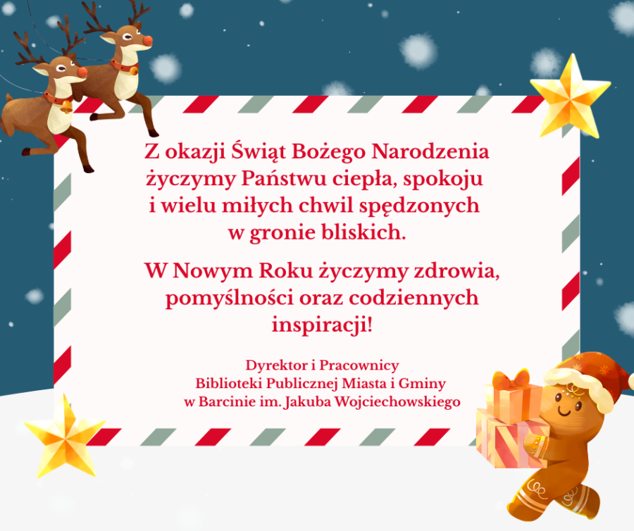 Z okazji Świąt Bożego Narodzenia życzymy Państwu ciepła, spokoju i wielu miłych chwil spędzonych w gronie bliskich. 
W Nowym Roku życzymy zdrowia, pomyślności oraz codziennych inspiracji!
