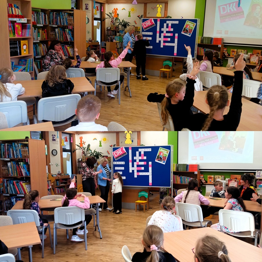 Połączenie dwóch zdjęć, na obydwu widać dzieci siedzące przy stołach w trakcie spotkania